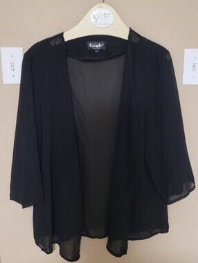 💲1⃣▶▶Amanda Black Sheer Open-Front Blouse